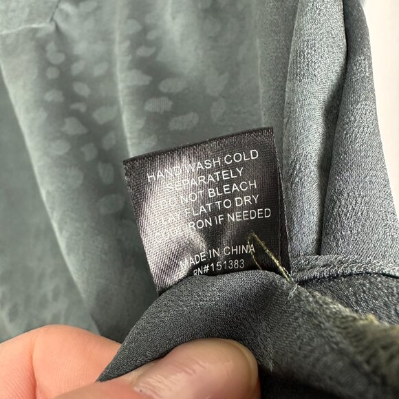 Current Air Split Neck Puff Sleeve Animal Leopard Jacquard Top Teal XS - Picture 7 of 8